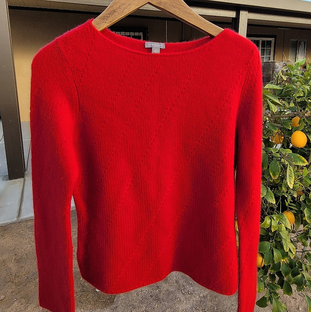 Bright Red Ann Taylor Cashmere Sweater
